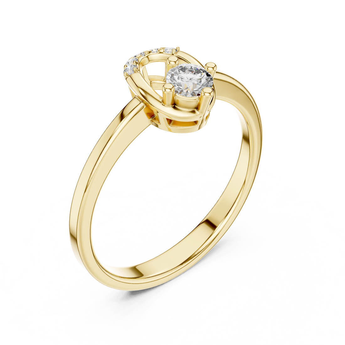 .18 Ct. Round Diamond Geometric Engagement Ring with Pavé Accents (1347)