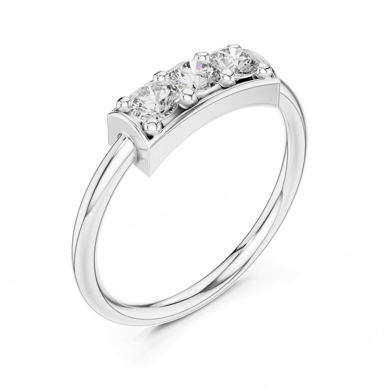 .33 Ct. Three-Stone Round Diamond Bar Ring (16-28) 6
