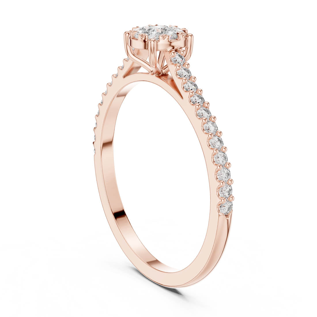 .31 Ct. Round Cluster Diamond Ring with Pavé Band (19#120011L)
