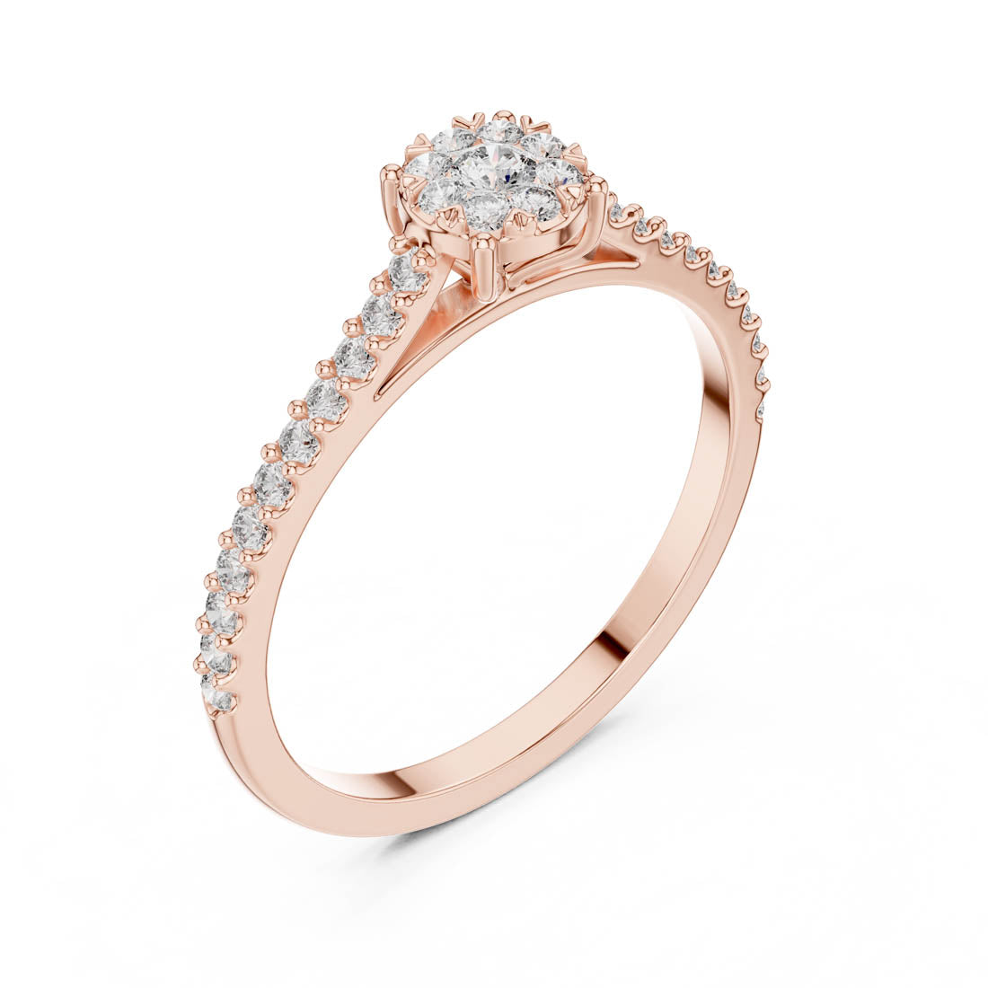 .31 Ct. Round Cluster Diamond Ring with Pavé Band (19#120011L) 5