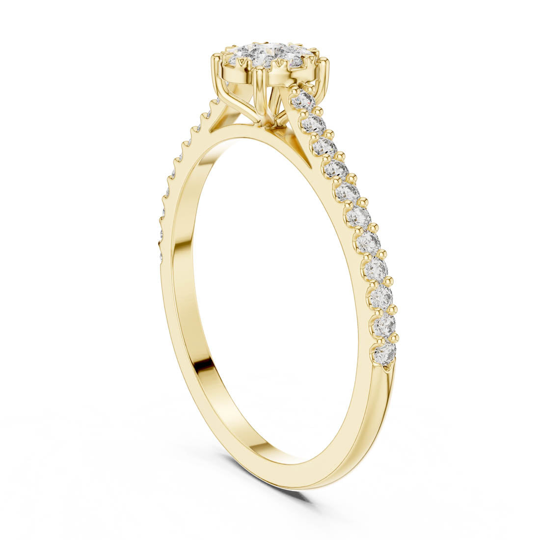 .31 Ct. Round Cluster Diamond Ring with Pavé Band (19#120011L)