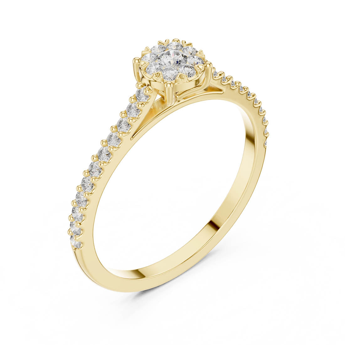 .31 Ct. Round Cluster Diamond Ring with Pavé Band (19#120011L) 6