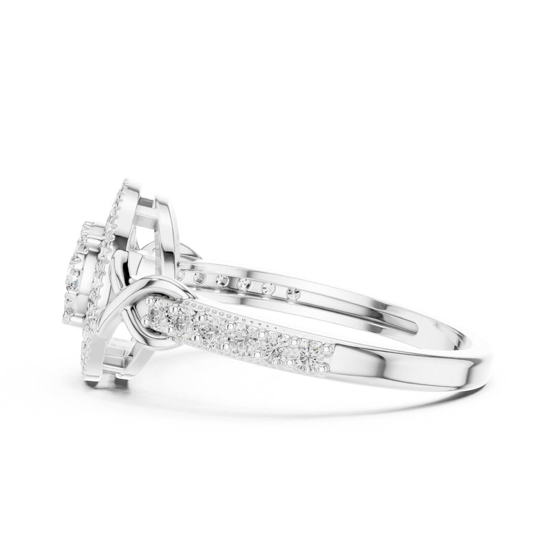 .51 Ct. Round Diamond Double Halo Cluster Ring with Infinity Cross Band (19#120026) 11