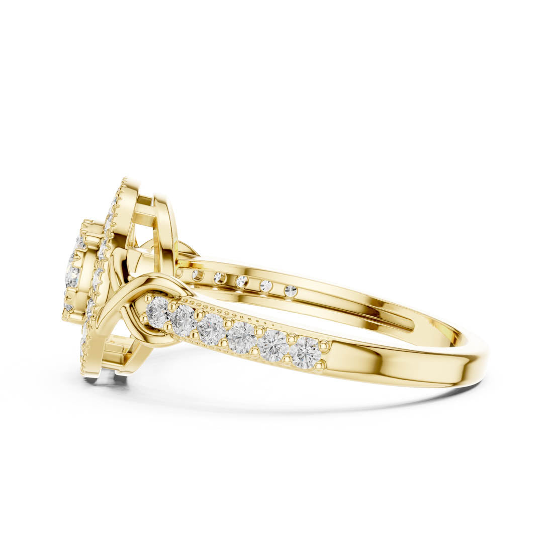 .51 Ct. Round Diamond Double Halo Cluster Ring with Infinity Cross Band (19#120026) 4