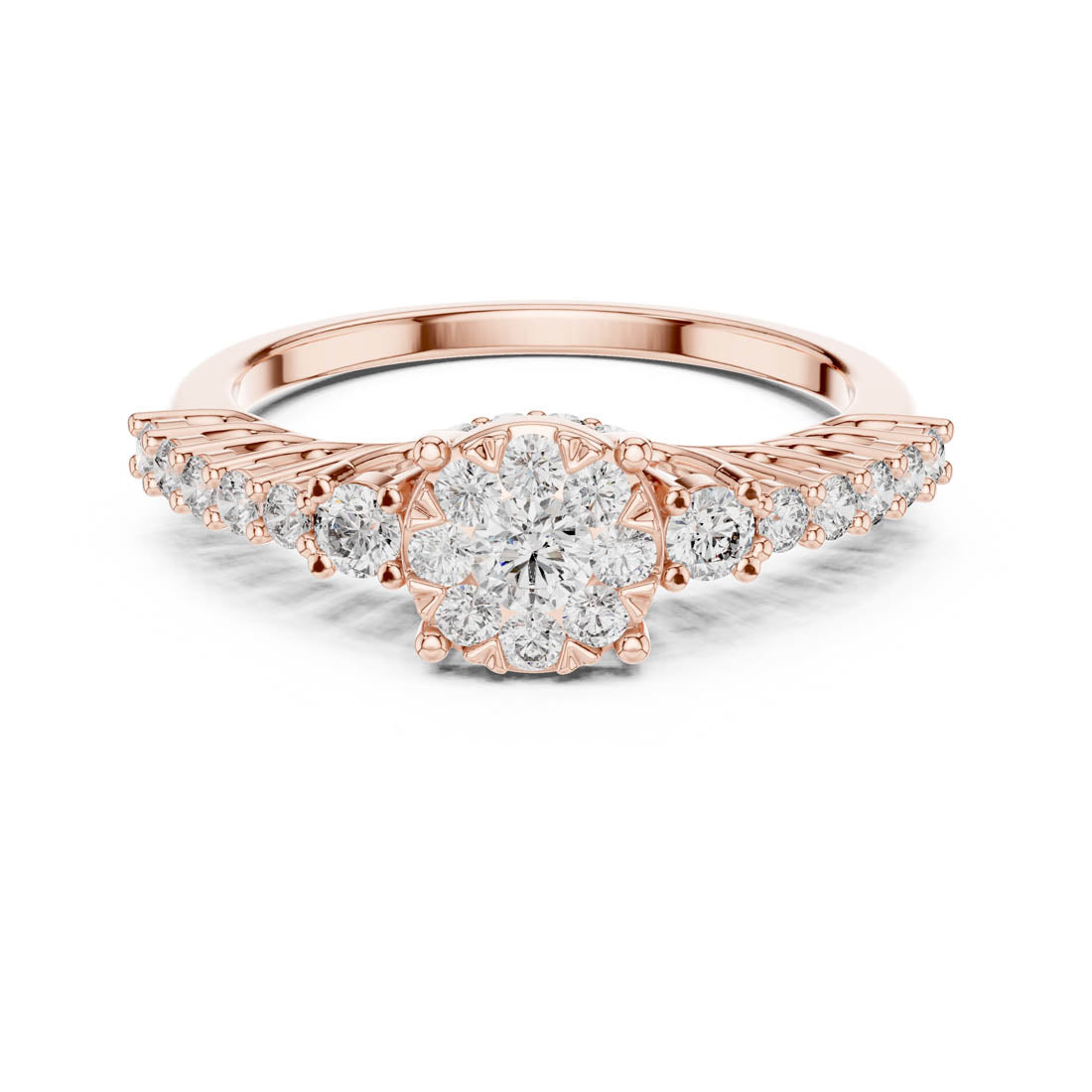 .61 Ct. Round Diamond Cluster Ring with Ornate Graduated Band (19#120028L)