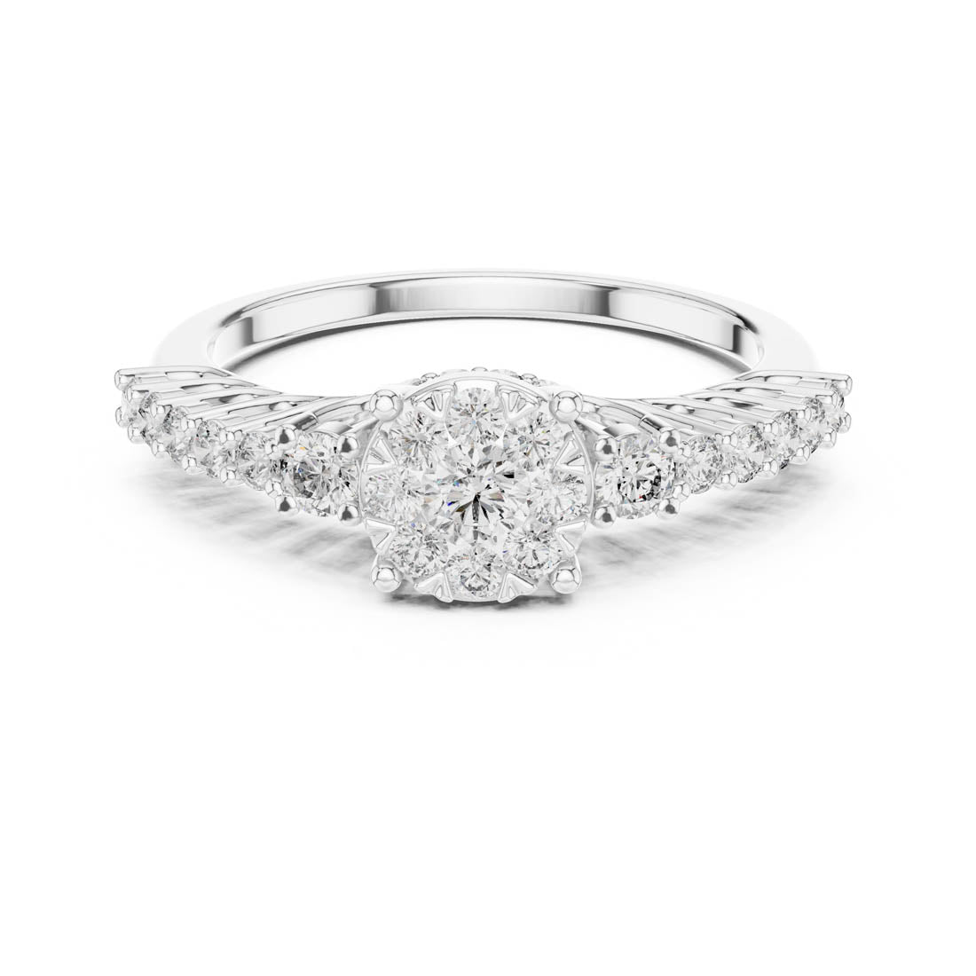 .61 Ct. Round Diamond Cluster Ring with Ornate Graduated Band (19#120028L) 7