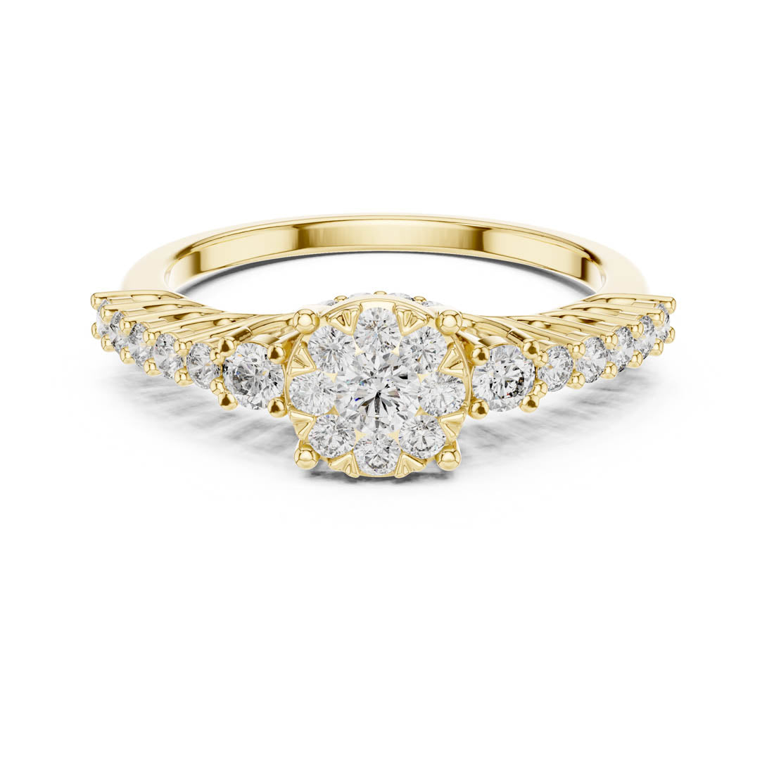 .61 Ct. Round Diamond Cluster Ring with Ornate Graduated Band (19#120028L) 5