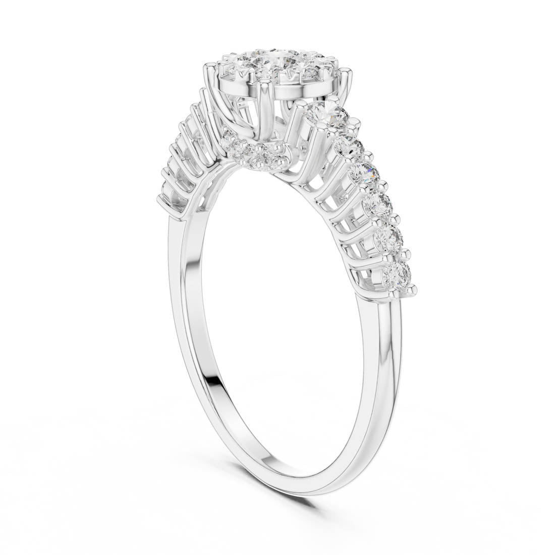 .61 Ct. Round Diamond Cluster Ring with Ornate Graduated Band (19#120028L) 6