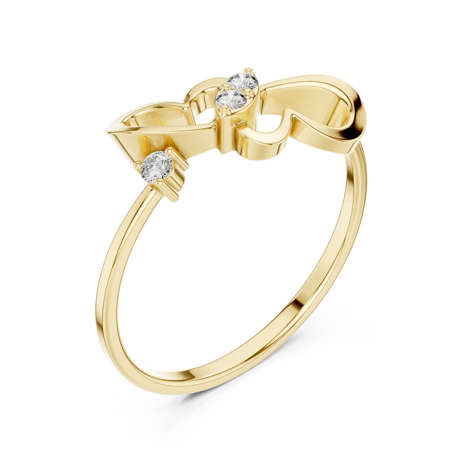 .07 Ct. Open Heart Diamond Ring with Round Center Diamond (1 (244))
