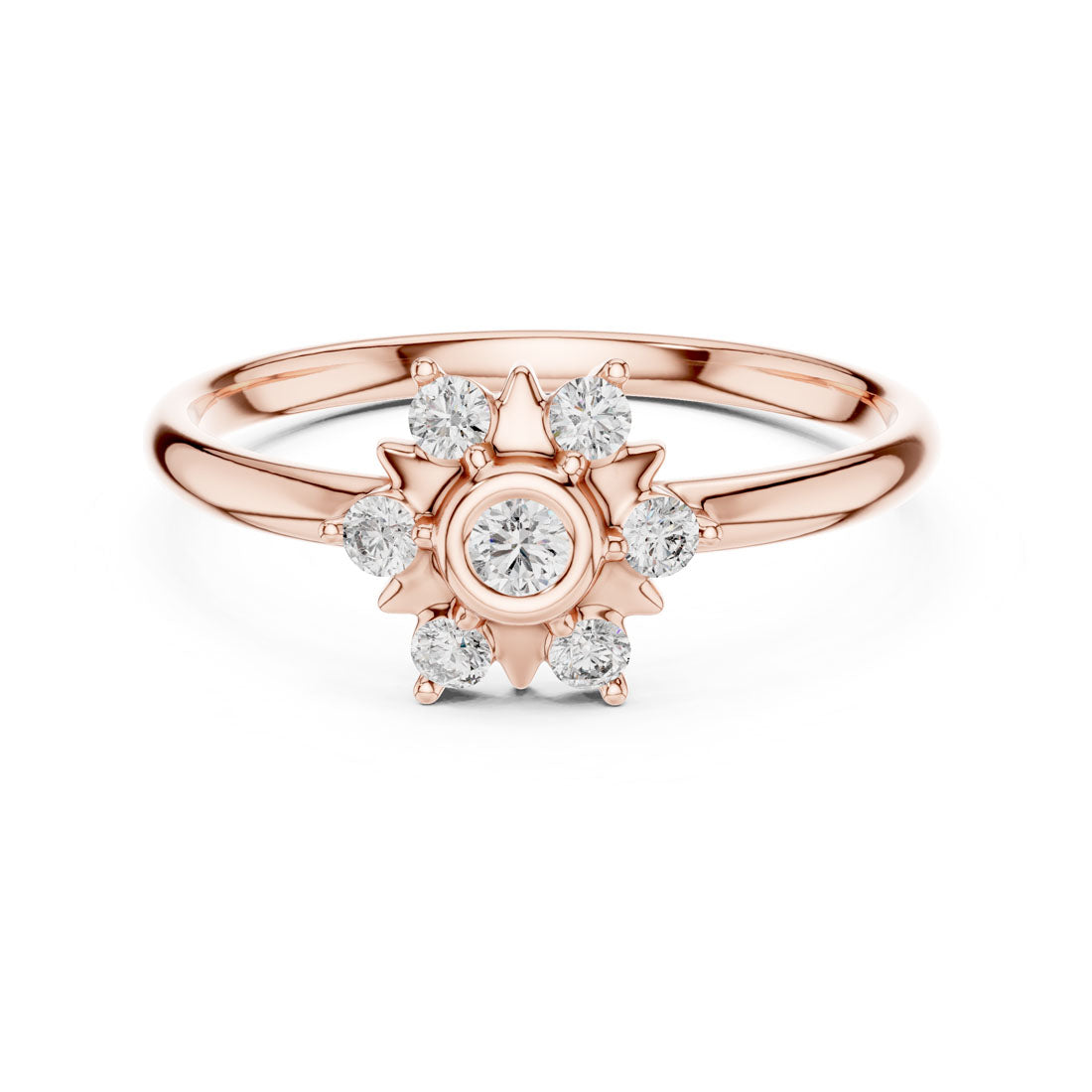 .13 Ct. Sunburst Diamond Cluster Ring with Bezel Center (1 (341)) 7
