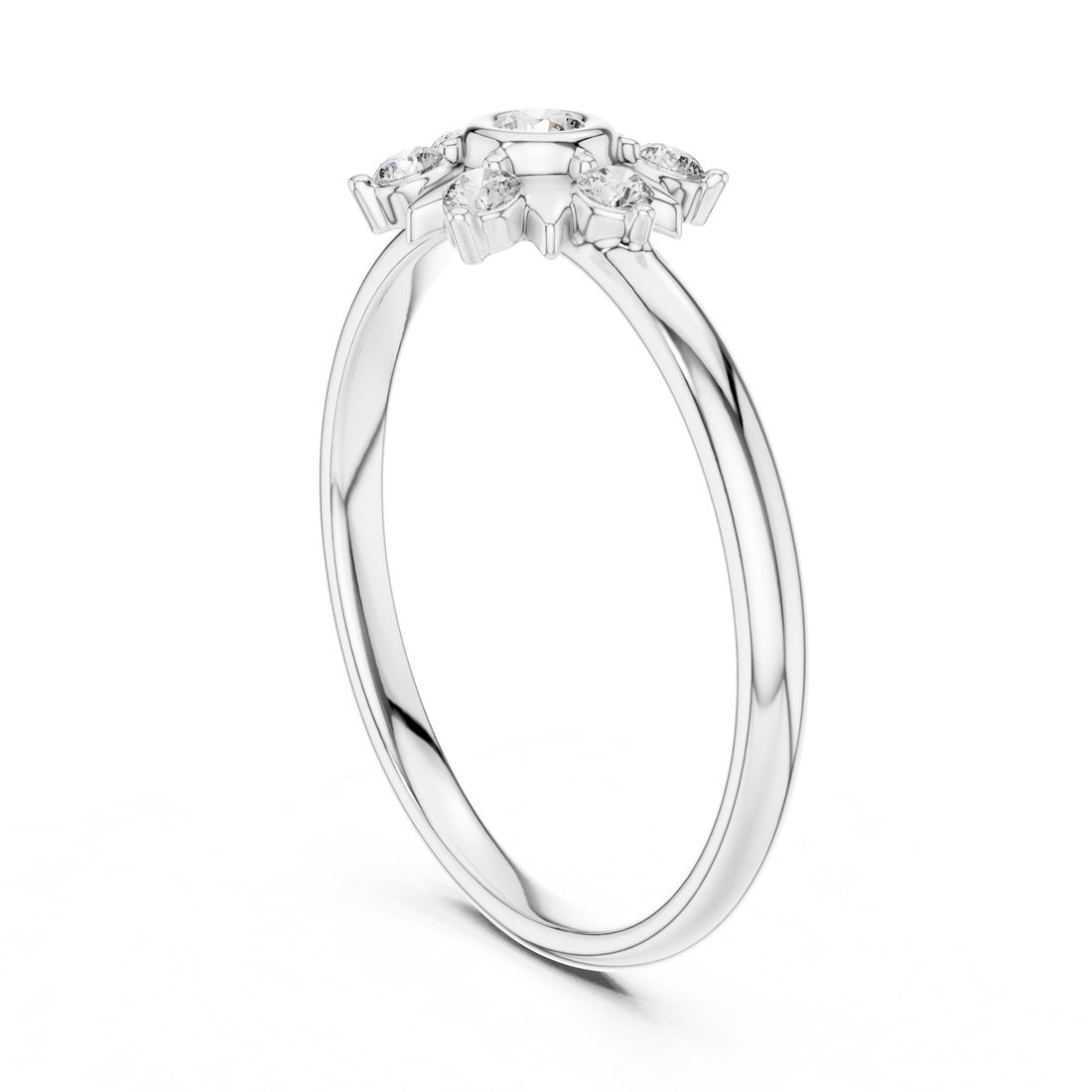 .13 Ct. Sunburst Diamond Cluster Ring with Bezel Center (1 (341)) 9