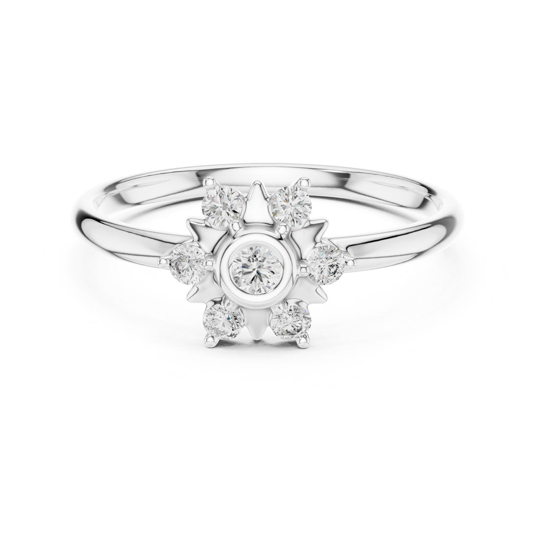 .13 Ct. Sunburst Diamond Cluster Ring with Bezel Center (1 (341))