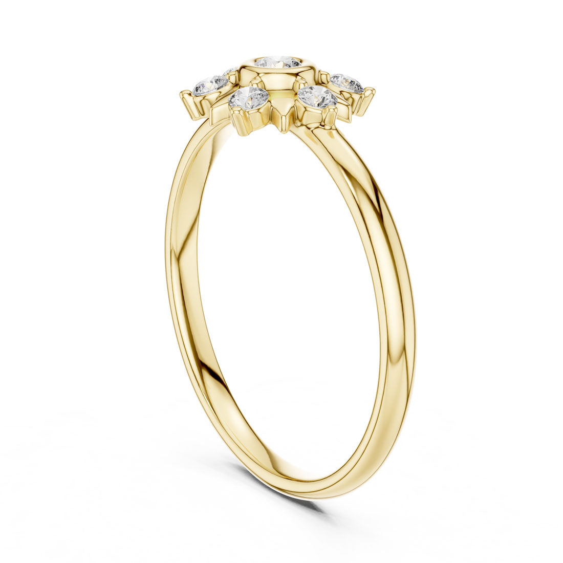 .13 Ct. Sunburst Diamond Cluster Ring with Bezel Center (1 (341)) 3