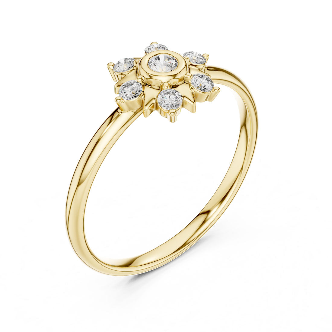 .13 Ct. Sunburst Diamond Cluster Ring with Bezel Center (1 (341))