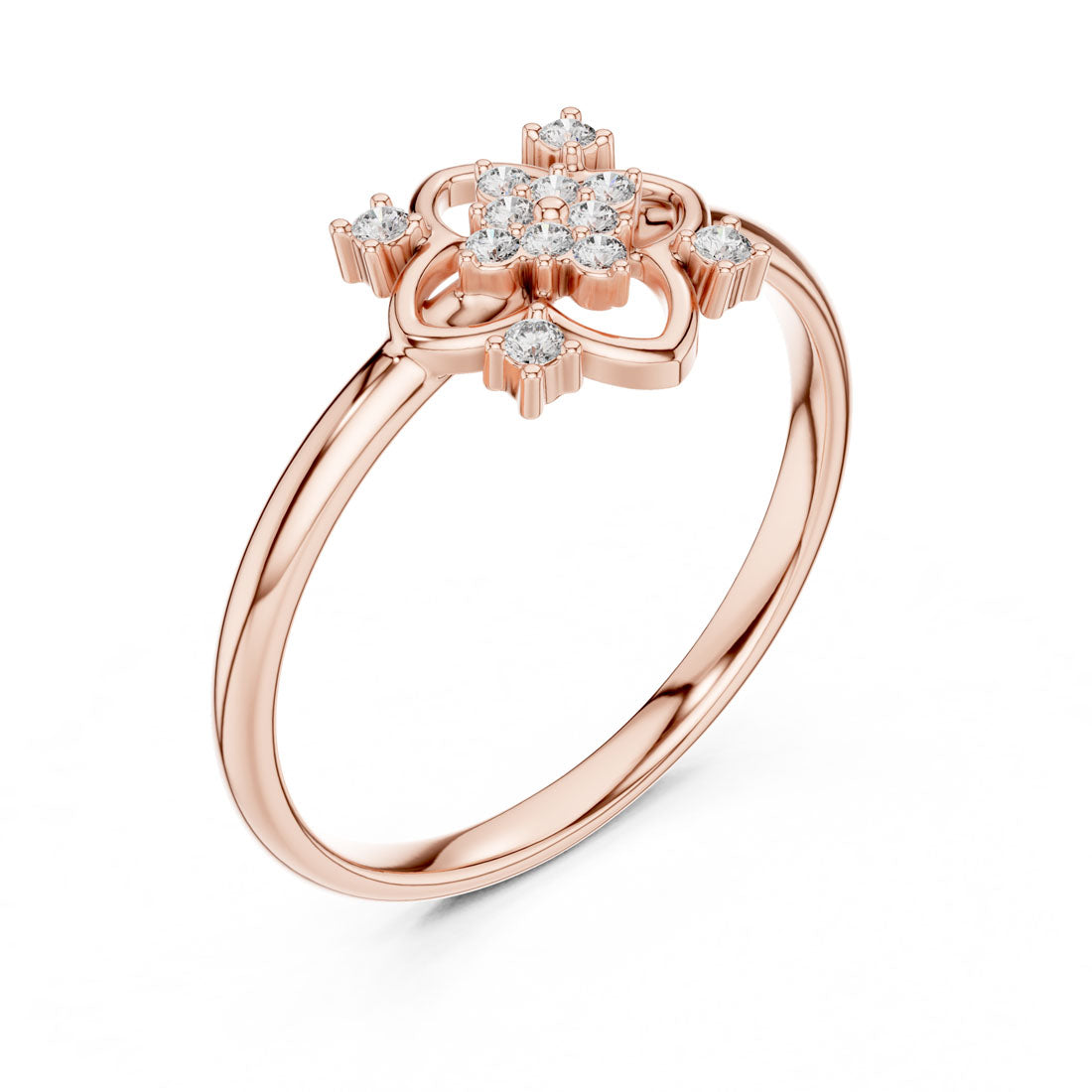 .06 Ct. Floral Diamond Cluster Ring with Open Petal Design (1 (343)) 6