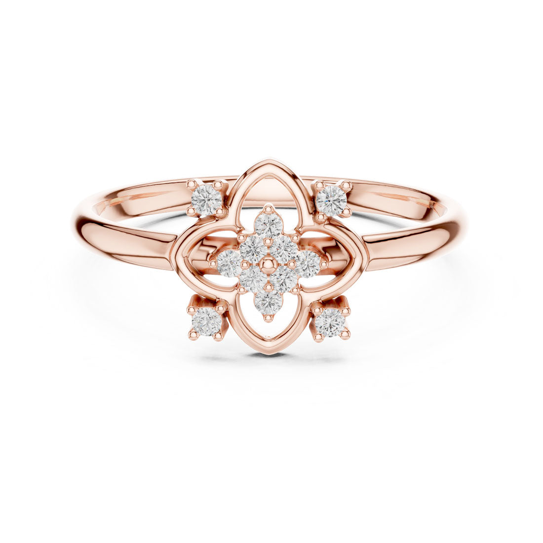 .06 Ct. Floral Diamond Cluster Ring with Open Petal Design (1 (343))