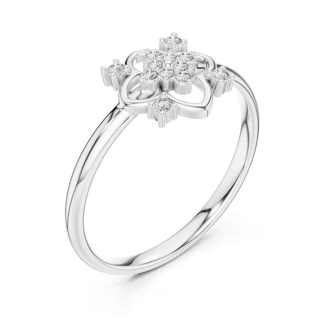 .06 Ct. Floral Diamond Cluster Ring with Open Petal Design (1 (343)) 8