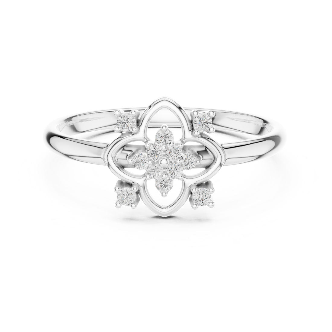 .06 Ct. Floral Diamond Cluster Ring with Open Petal Design (1 (343)) 7