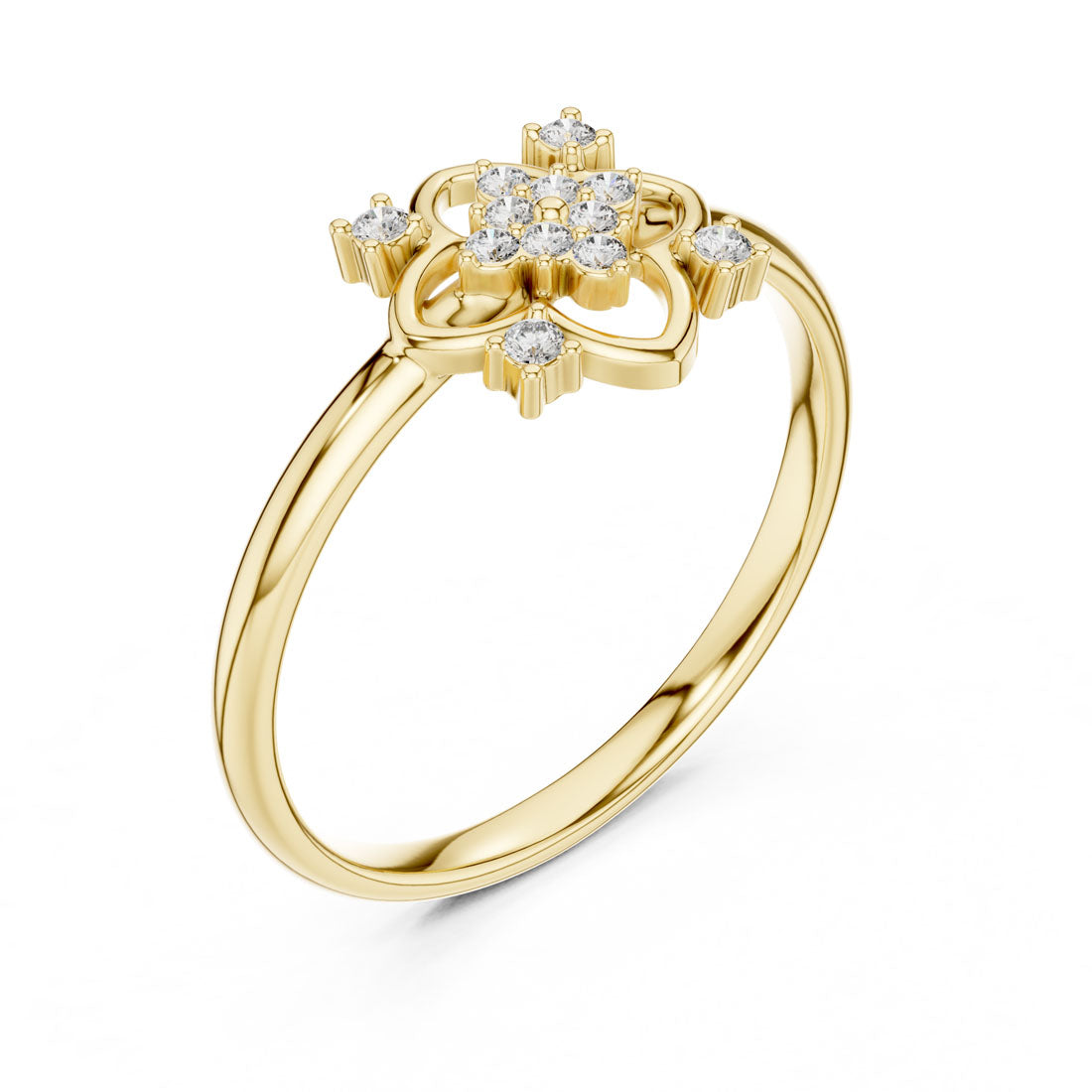 .06 Ct. Floral Diamond Cluster Ring with Open Petal Design (1 (343))