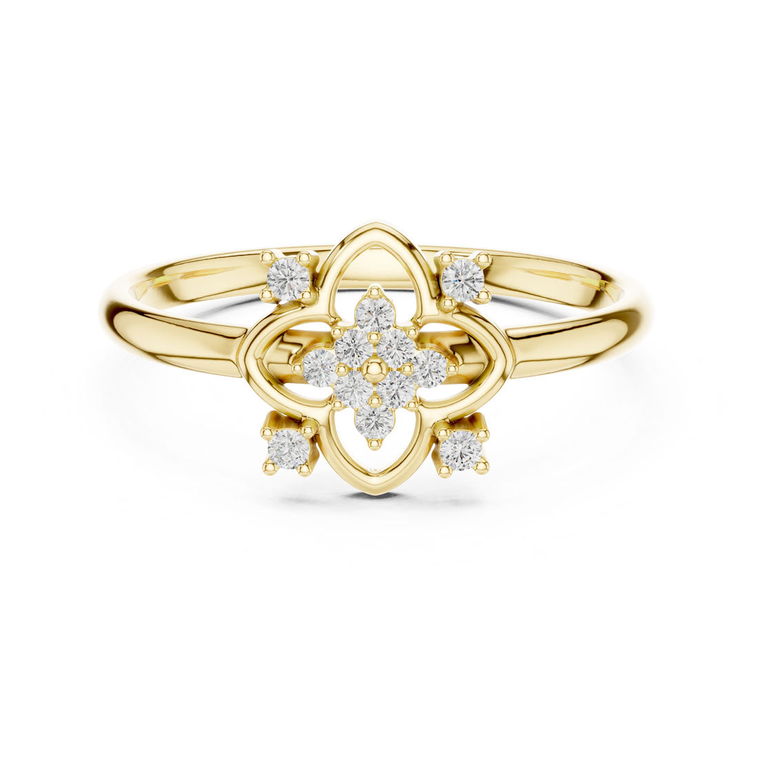 .06 Ct. Floral Diamond Cluster Ring with Open Petal Design (1 (343)) 5