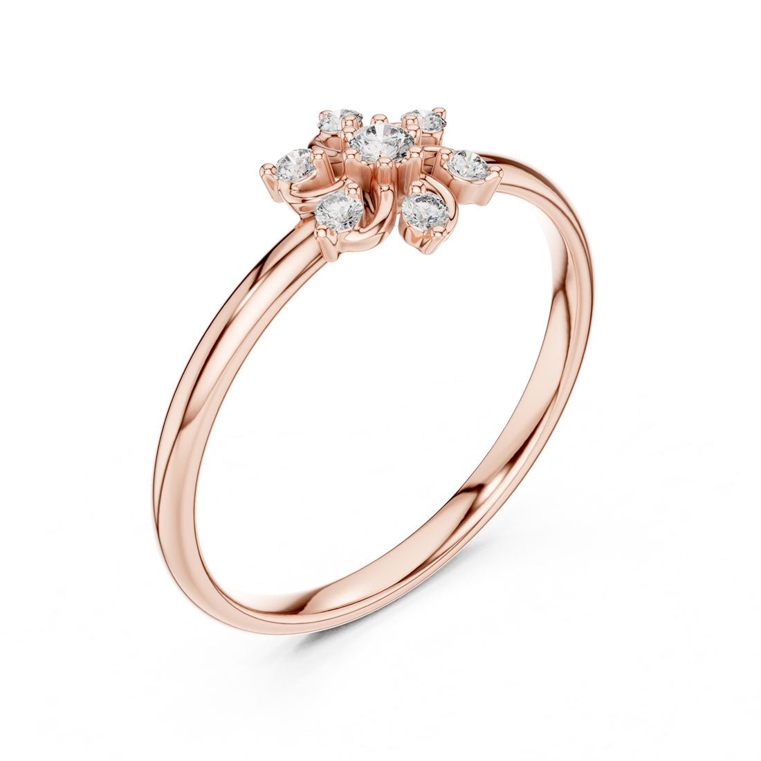 .07 Ct. Floral Diamond Cluster Ring with Open Petal Design (1 (345)) 6