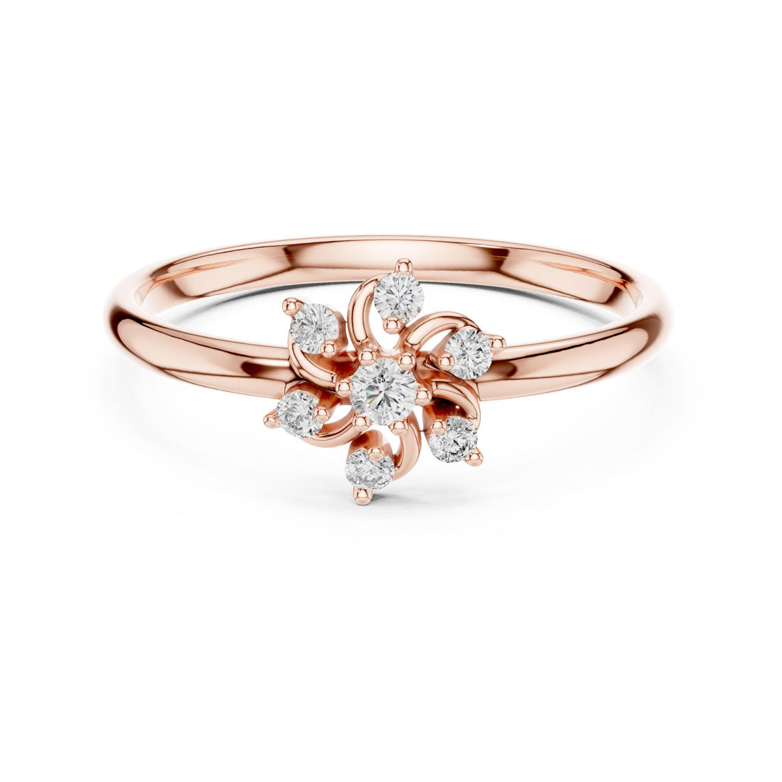 .07 Ct. Floral Diamond Cluster Ring with Open Petal Design (1 (345))