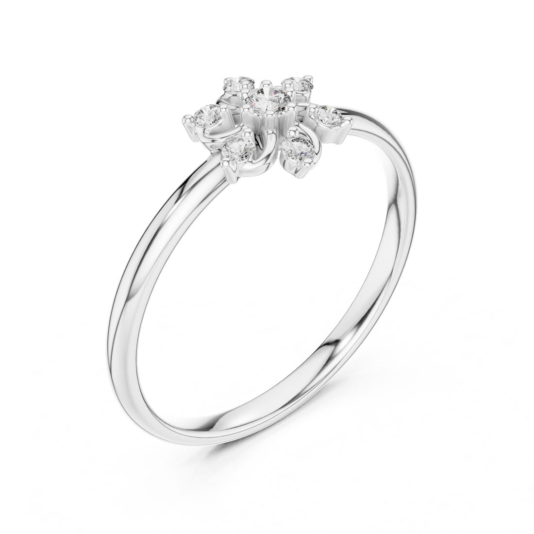 .07 Ct. Floral Diamond Cluster Ring with Open Petal Design (1 (345)) 8