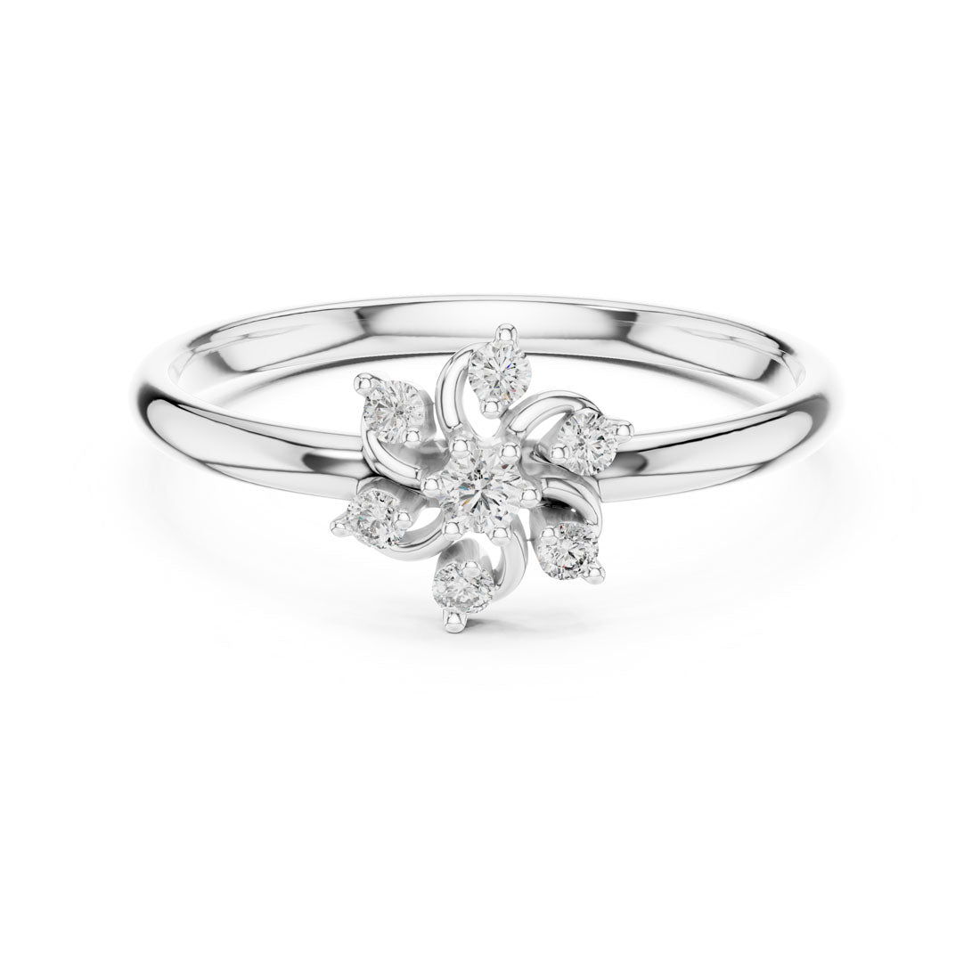 .07 Ct. Floral Diamond Cluster Ring with Open Petal Design (1 (345)) 7