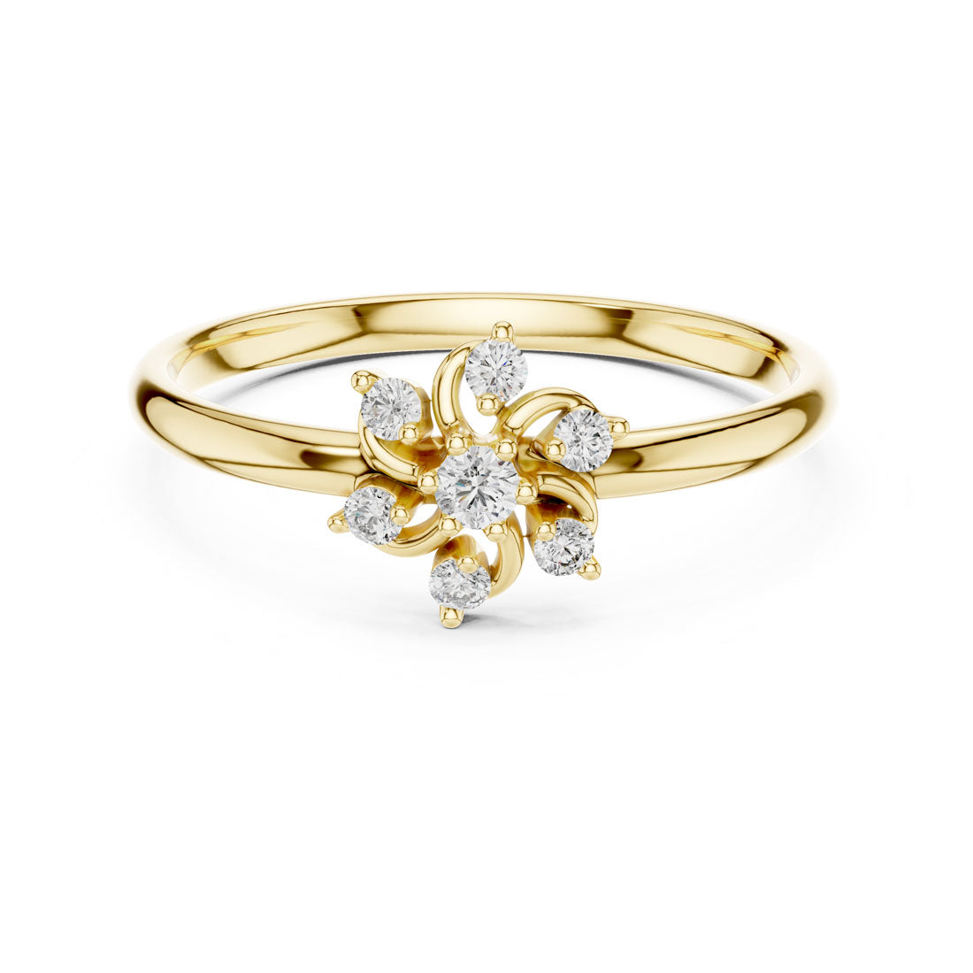 .07 Ct. Floral Diamond Cluster Ring with Open Petal Design (1 (345)) 5