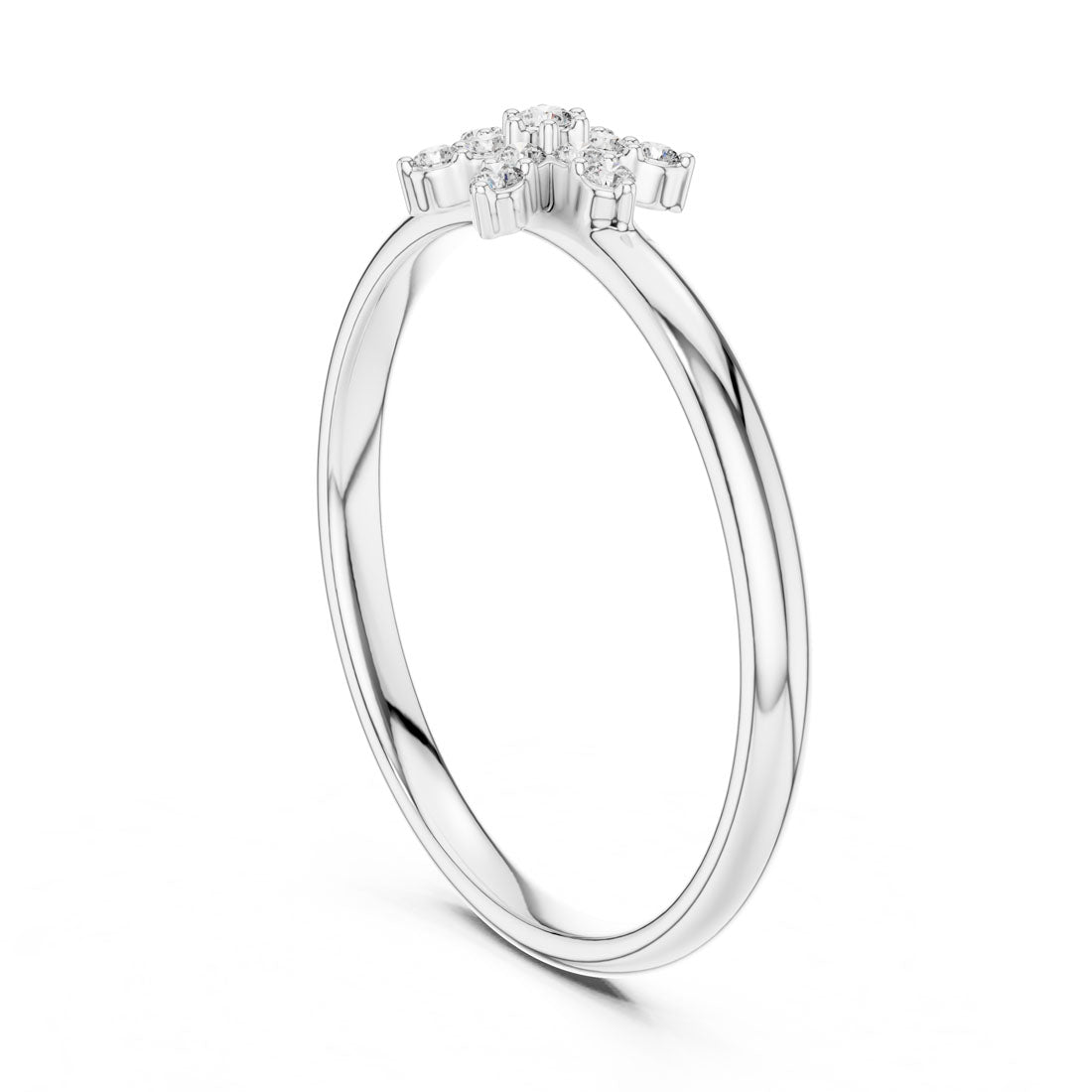 .07 Ct. Star-Shaped Diamond Floral Cluster Ring (1 (366)) 9