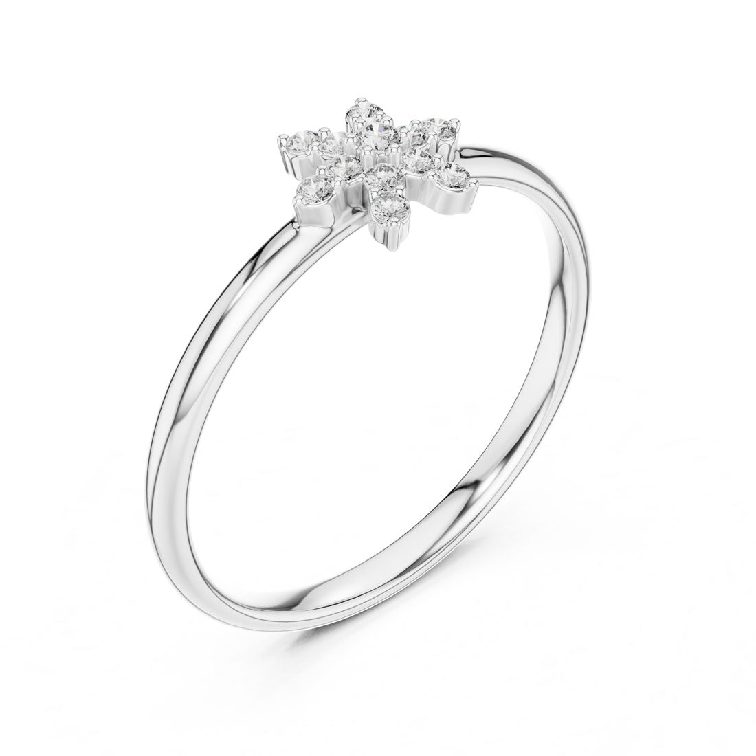 .07 Ct. Star-Shaped Diamond Floral Cluster Ring (1 (366)) 6