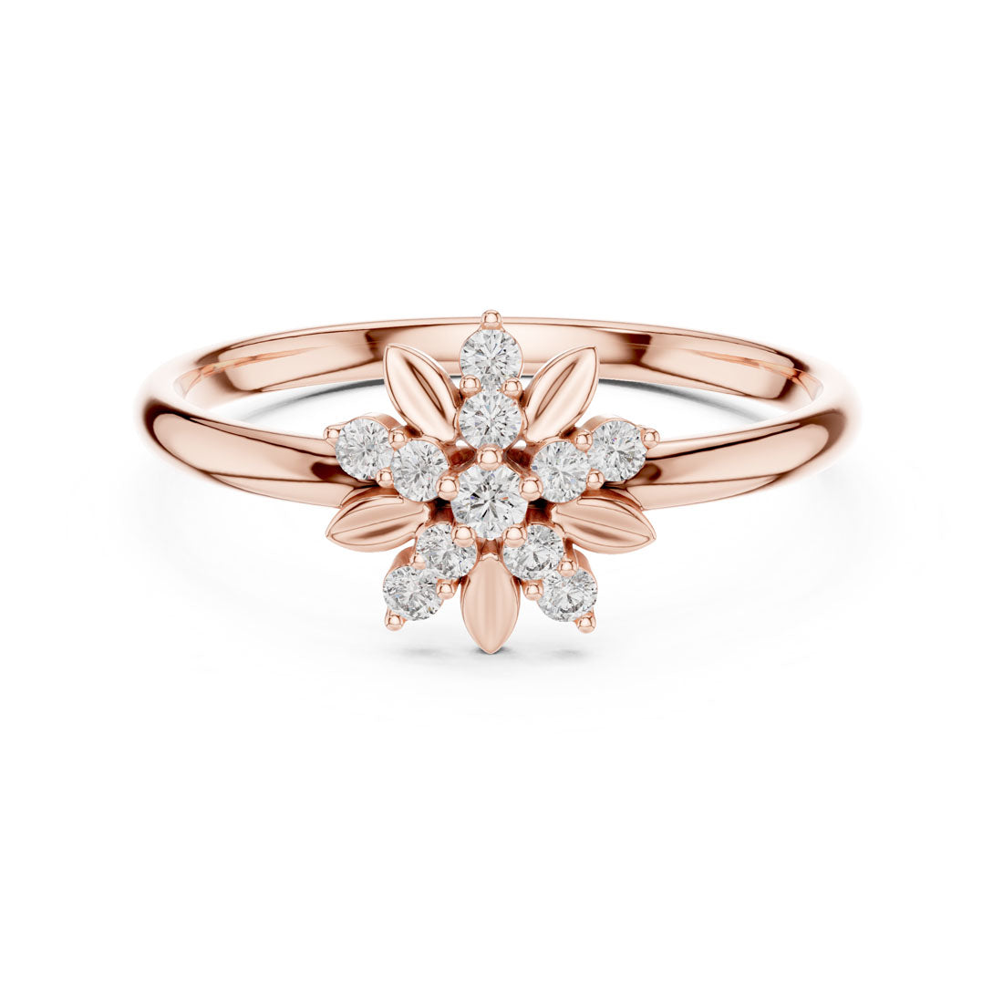 .10 Ct. Diamond Floral Cluster Ring with Sculpted Petal Accents (1 (382)) 7