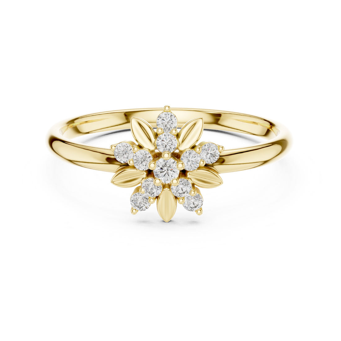 .10 Ct. Diamond Floral Cluster Ring with Sculpted Petal Accents (1 (382))