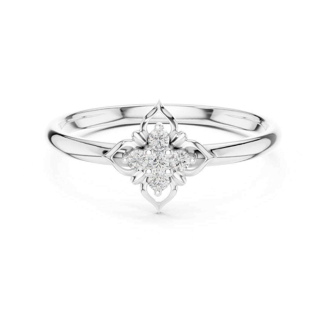 .05 Ct. Diamond Quatrefoil Cluster Ring with Openwork Setting (1 (404)) 7