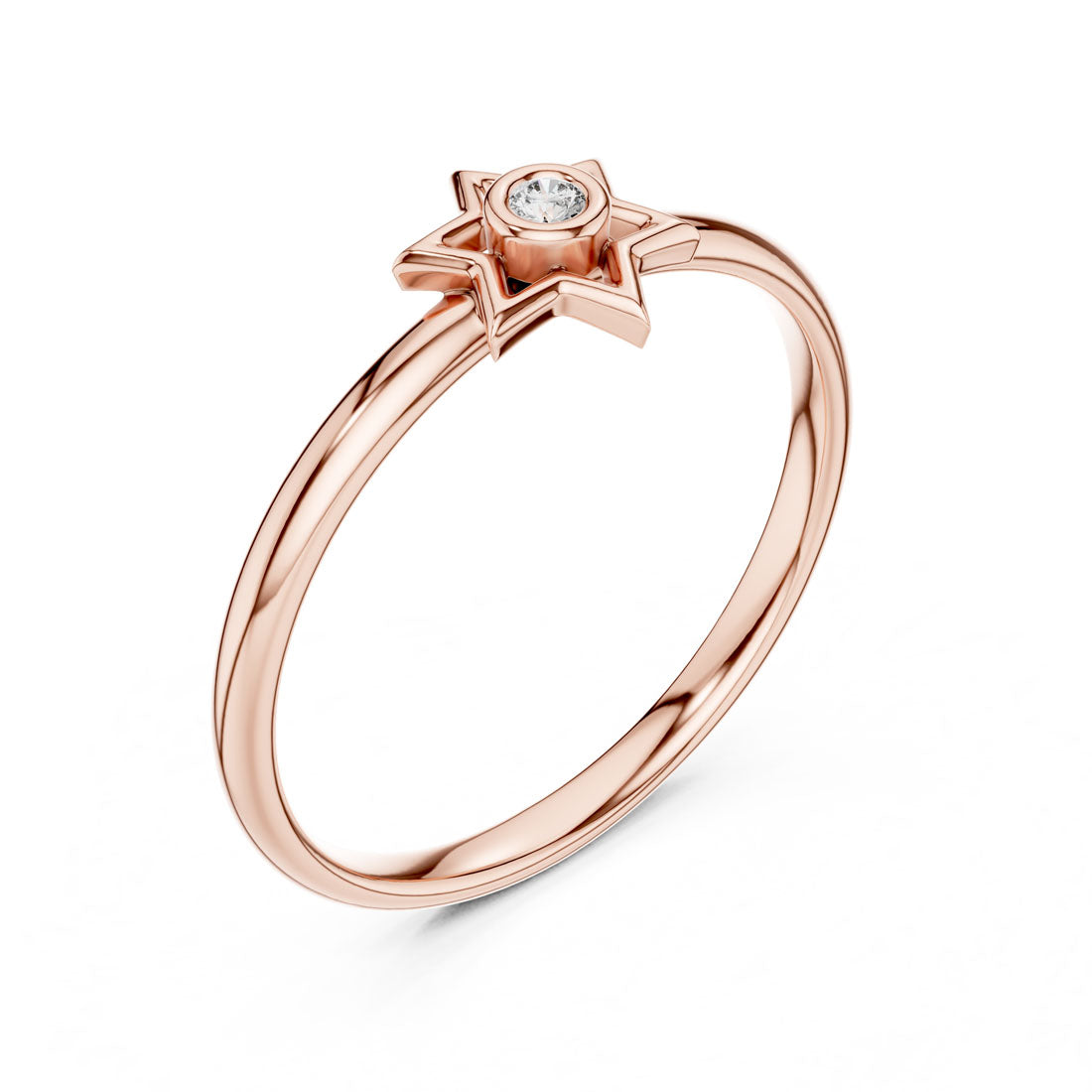 .01 Ct. Bezel-Set Diamond Star Ring with Polished Band (1 (412)) 8