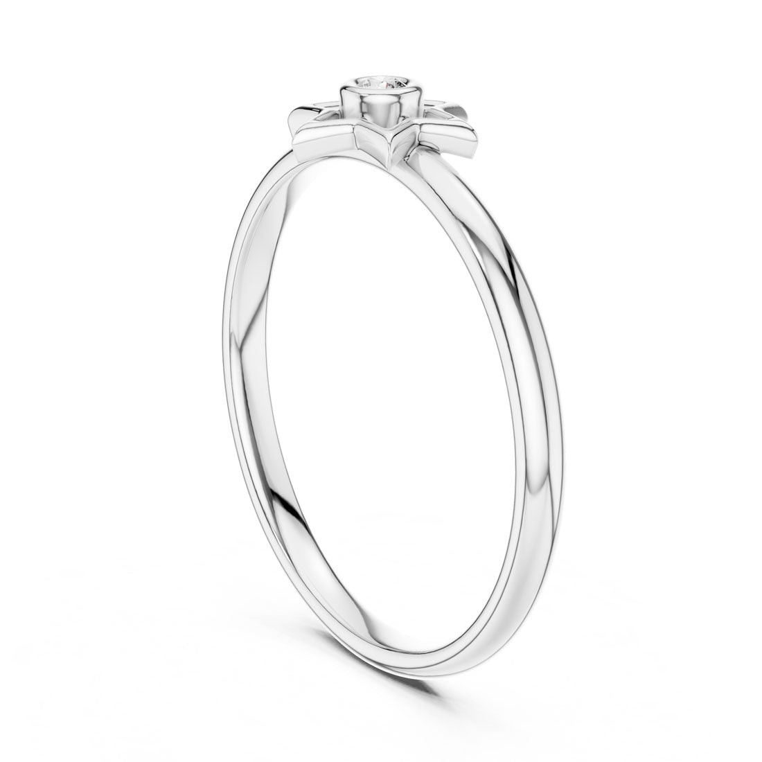 .01 Ct. Bezel-Set Diamond Star Ring with Polished Band (1 (412)) 10