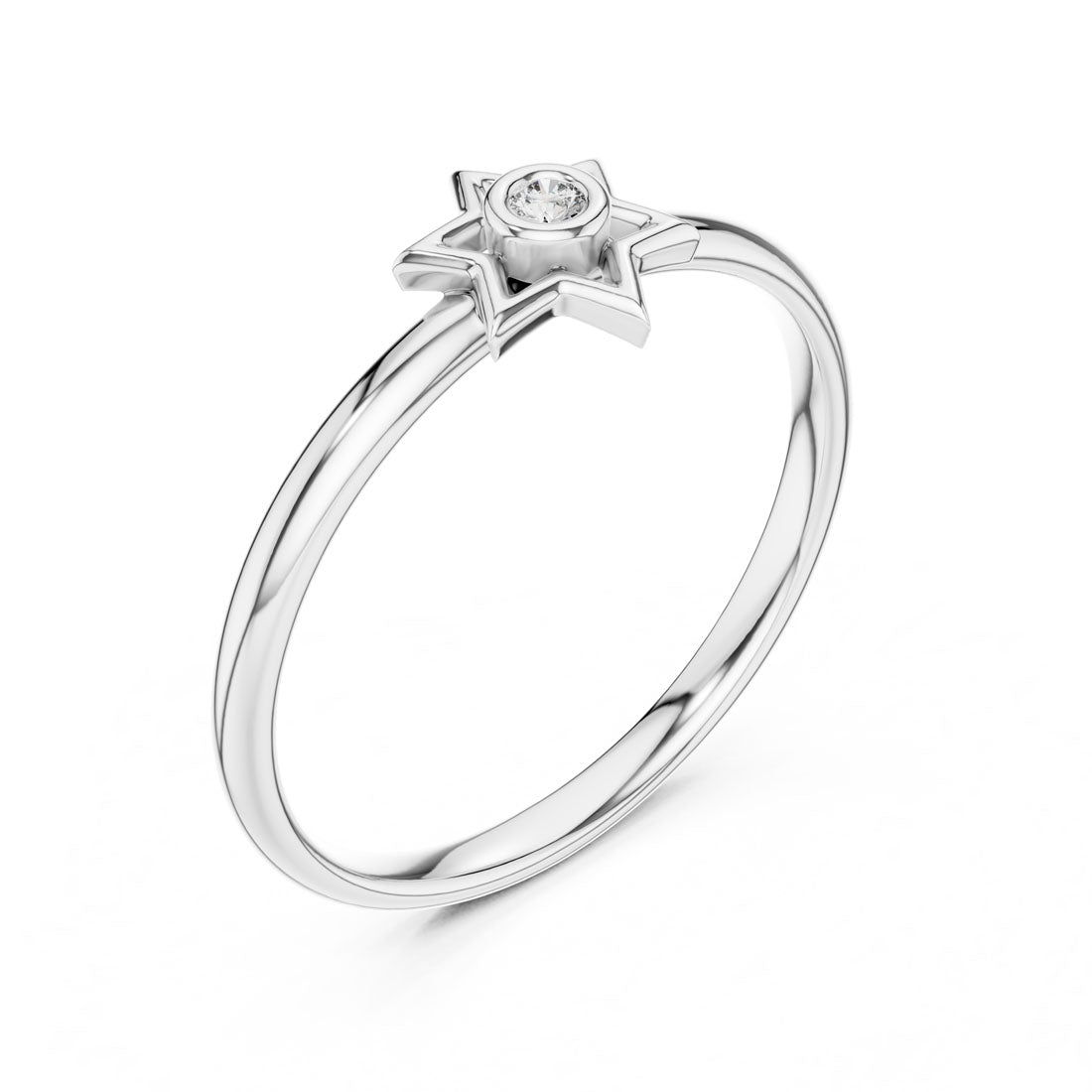 .01 Ct. Bezel-Set Diamond Star Ring with Polished Band (1 (412)) 6