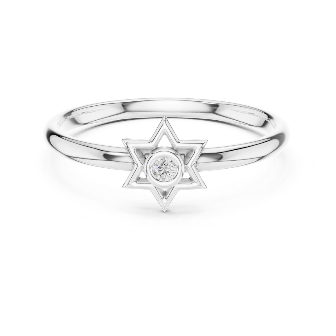 .01 Ct. Bezel-Set Diamond Star Ring with Polished Band (1 (412)) 5