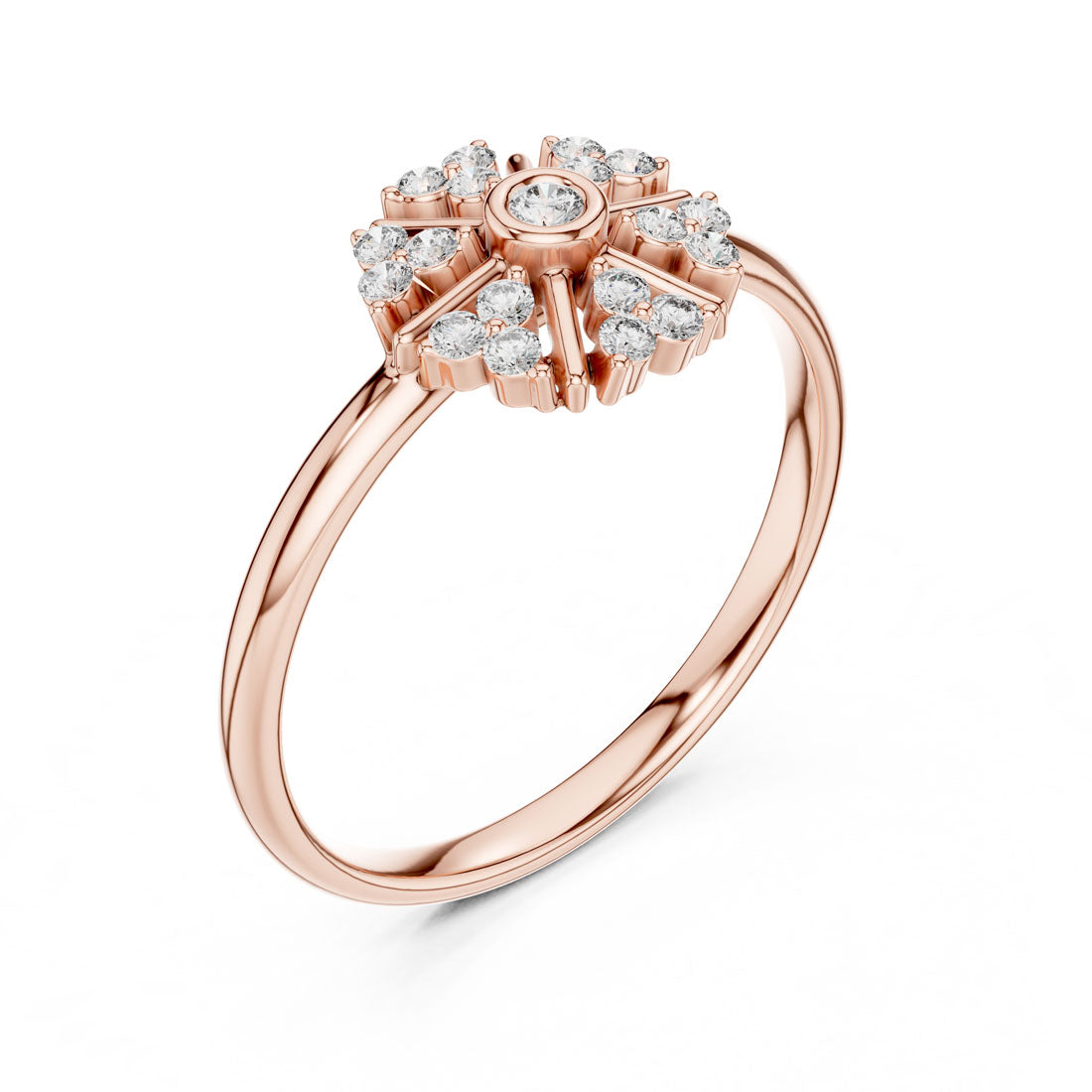.12 Ct. Bezel-Set Diamond Sunburst Ring with Radiant Cluster (1 (413)) 8