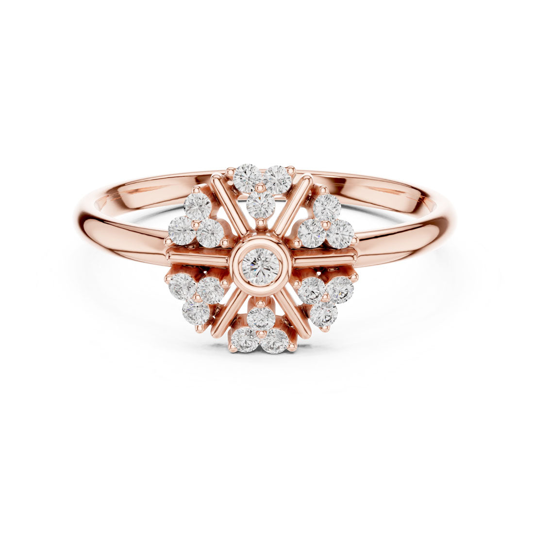 .12 Ct. Bezel-Set Diamond Sunburst Ring with Radiant Cluster (1 (413)) 7