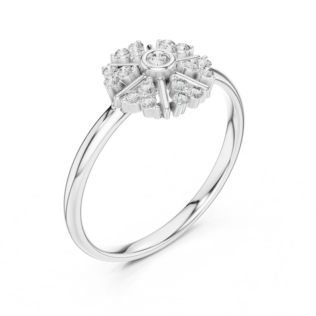 .12 Ct. Bezel-Set Diamond Sunburst Ring with Radiant Cluster (1 (413)) 6