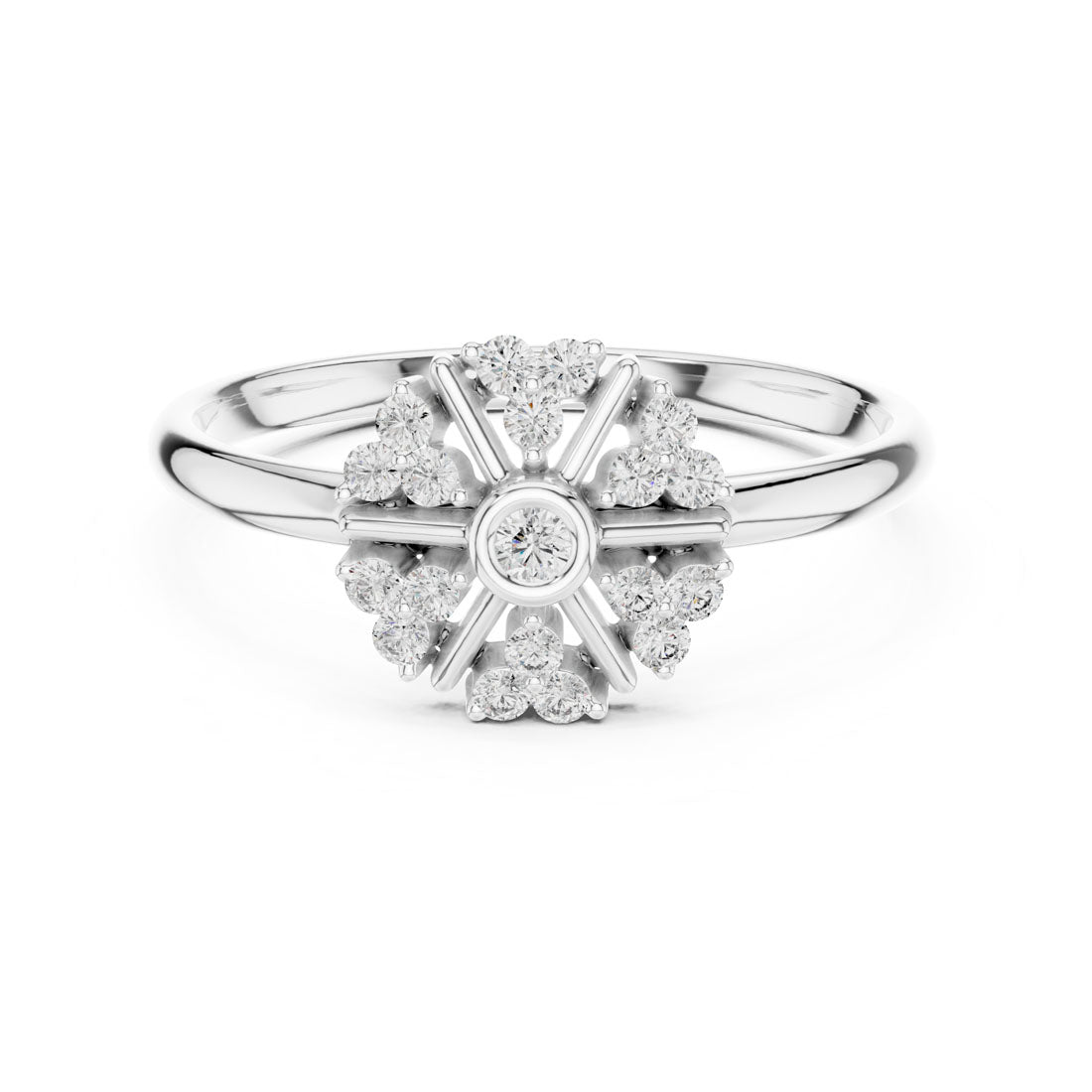 .12 Ct. Bezel-Set Diamond Sunburst Ring with Radiant Cluster (1 (413)) 5