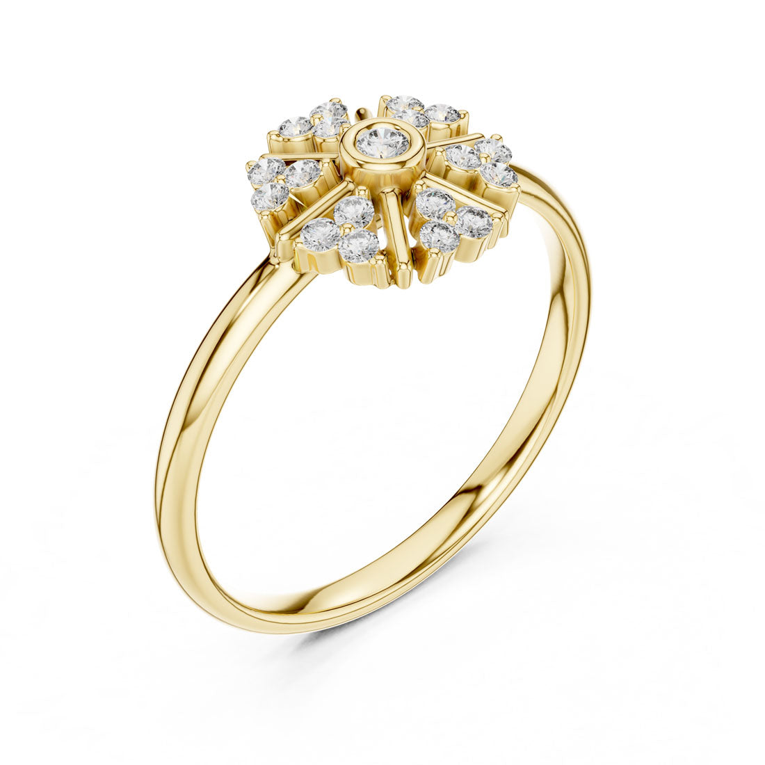 .12 Ct. Bezel-Set Diamond Sunburst Ring with Radiant Cluster (1 (413))