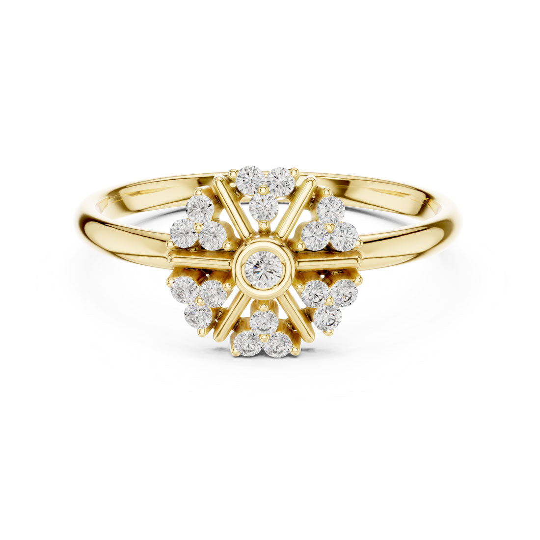 .12 Ct. Bezel-Set Diamond Sunburst Ring with Radiant Cluster (1 (413))
