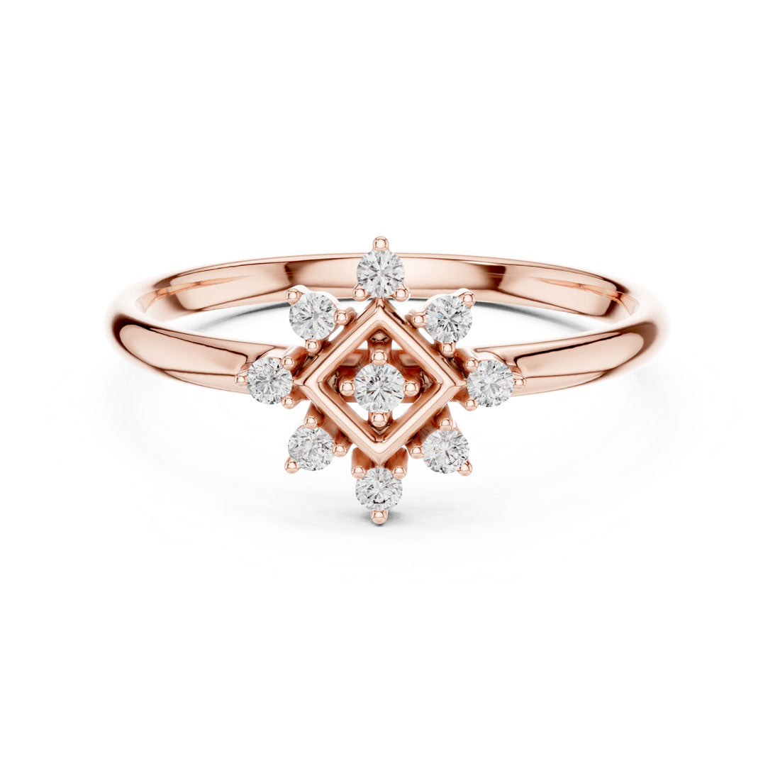 .07 Ct. Geometric Diamond Cluster Ring with Framed Center (1 (414)) 7