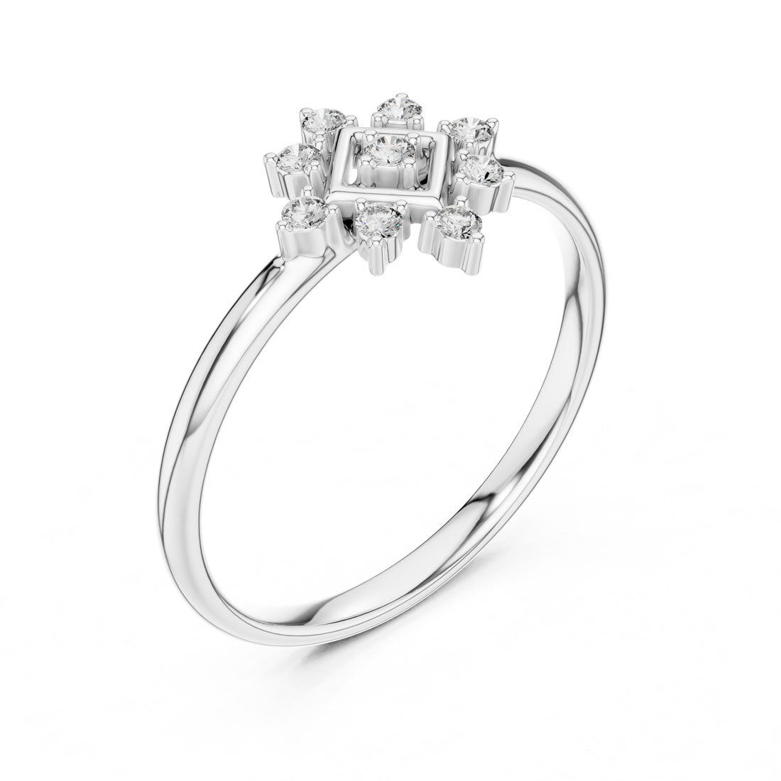 .07 Ct. Geometric Diamond Cluster Ring with Framed Center (1 (414)) 6