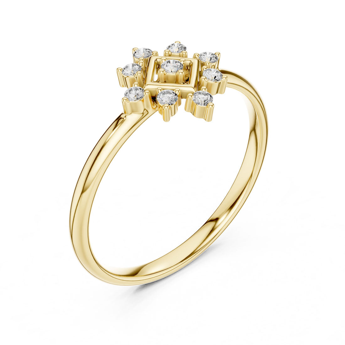 .07 Ct. Geometric Diamond Cluster Ring with Framed Center (1 (414))