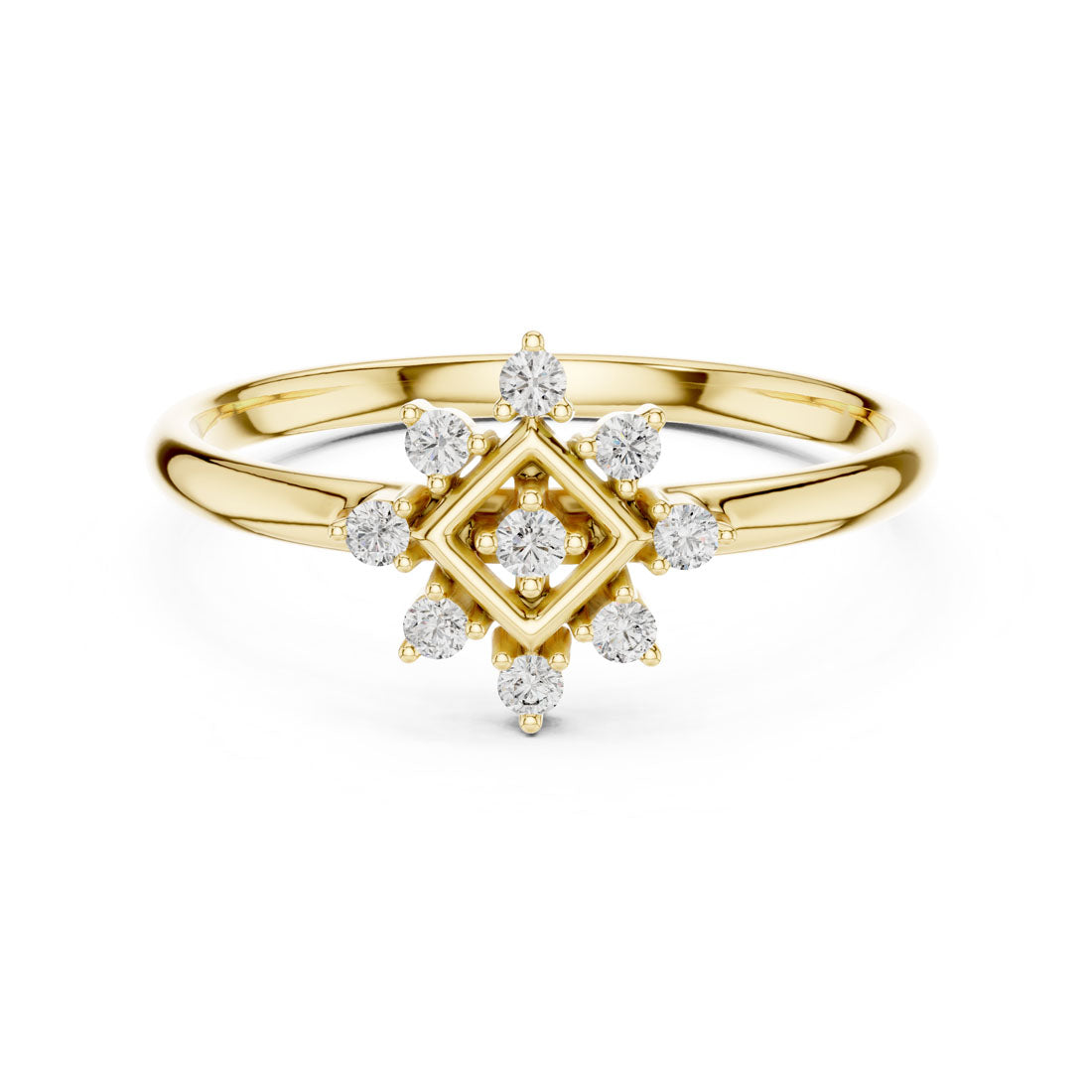 .07 Ct. Geometric Diamond Cluster Ring with Framed Center (1 (414))