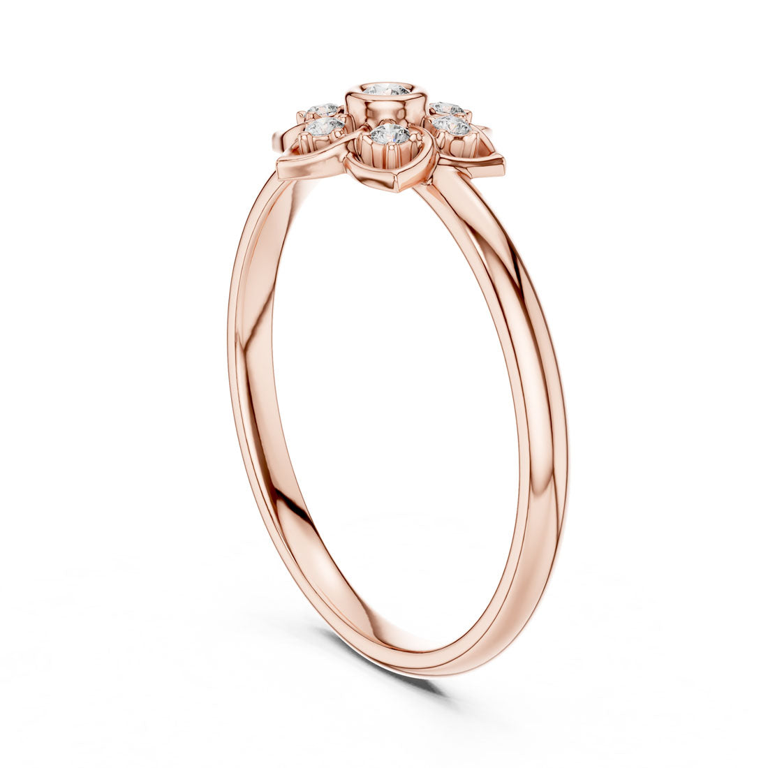 .05 Ct. Floral Diamond Cluster Ring with Bezel Center (1 (419)) 9