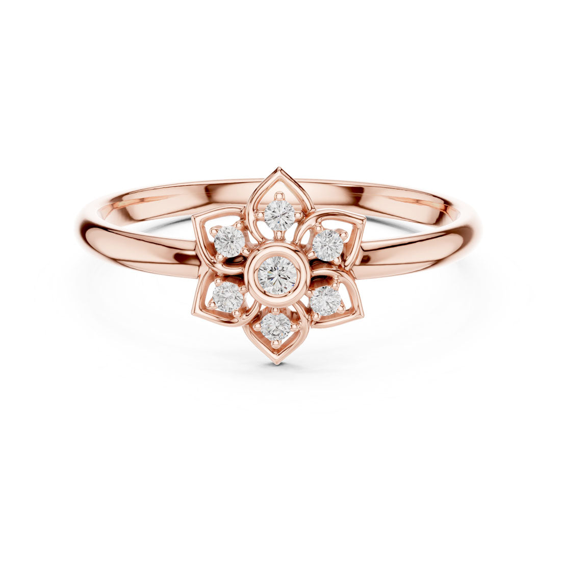 .05 Ct. Floral Diamond Cluster Ring with Bezel Center (1 (419))